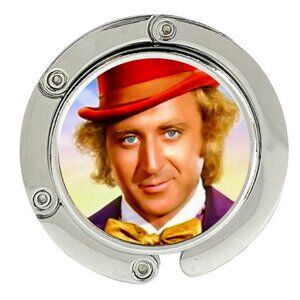 Willy Wonka Purse Hanger Foldable Hook Handbag Table Bag Holder Metal Silver